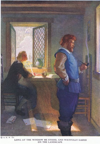 Long at the Window He Stood, and Wistfully Gazed on the Landscape by Newell Convers Wyeth
